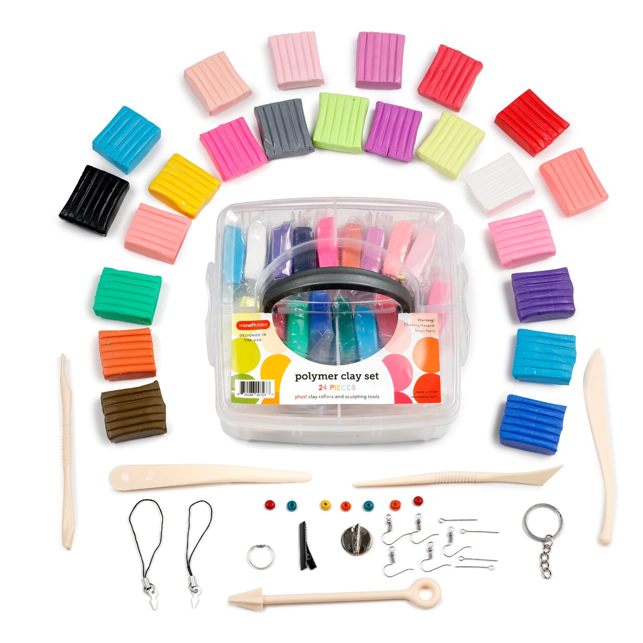 Incraftables Polymer Clay Kit (24 Colors Soft Blocks). Modeling Oven Bake Clay kit for Adults, Kids & Artists with Sculpting Tools. Non Toxic Molding Polymer Clay Starter Baking Set for Jewelry Making